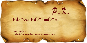 Páva Kálmán névjegykártya
